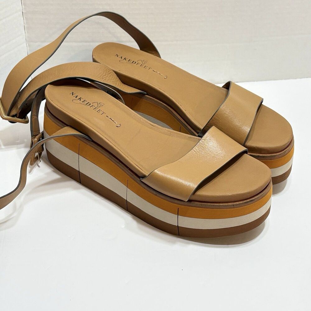 Naked Feet Altezza Wedge Sandals Women’s Size 10 Minimalist